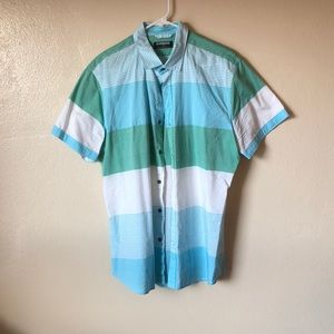 Teal green & white Button up
